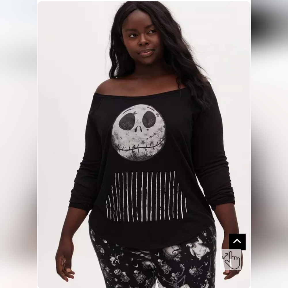 NWT Disney Nightmare Before Christmas Jack Skellington Off-Shoulder Pullover